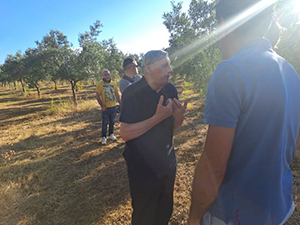 Don Luigi Ciotti in visita sulluliveto bruciato